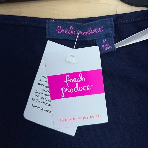 Fresh Produce Womens Size M Dress Navy Blue Wrap Stretch VNeck Knee Length NEW - Picture 12 of 15